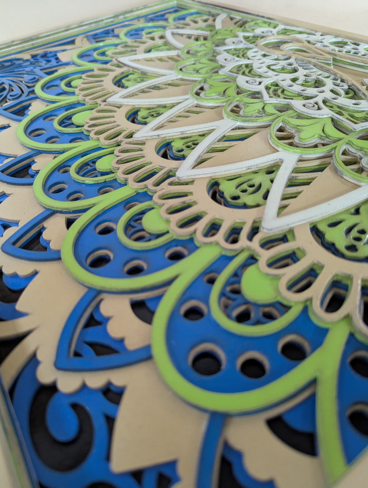 Wooden Peacock Mandala Wall Art – Peacock & Lotus Décor