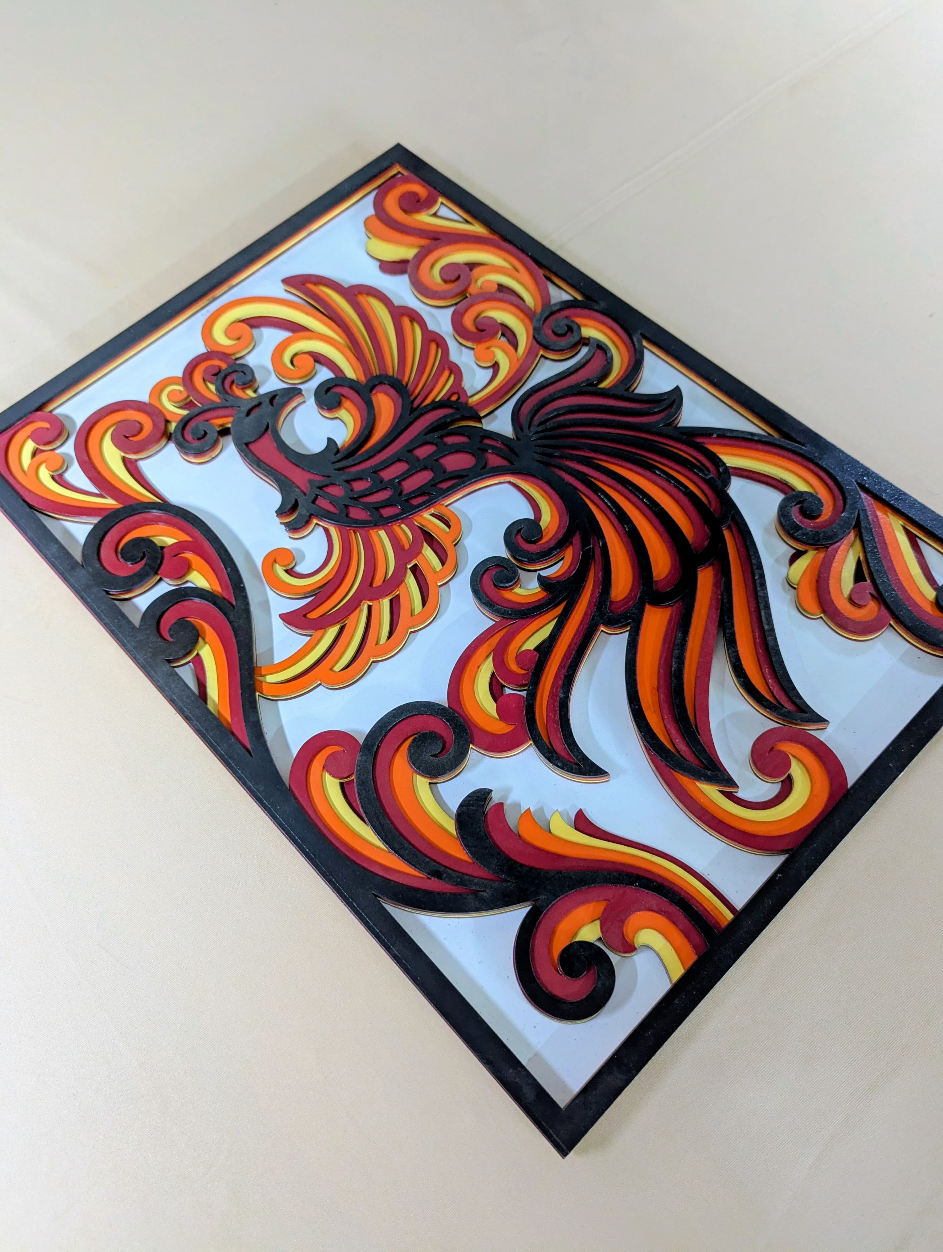 Phoenix Ascend Wooden Wall Art – Phoenix Mandala Décor