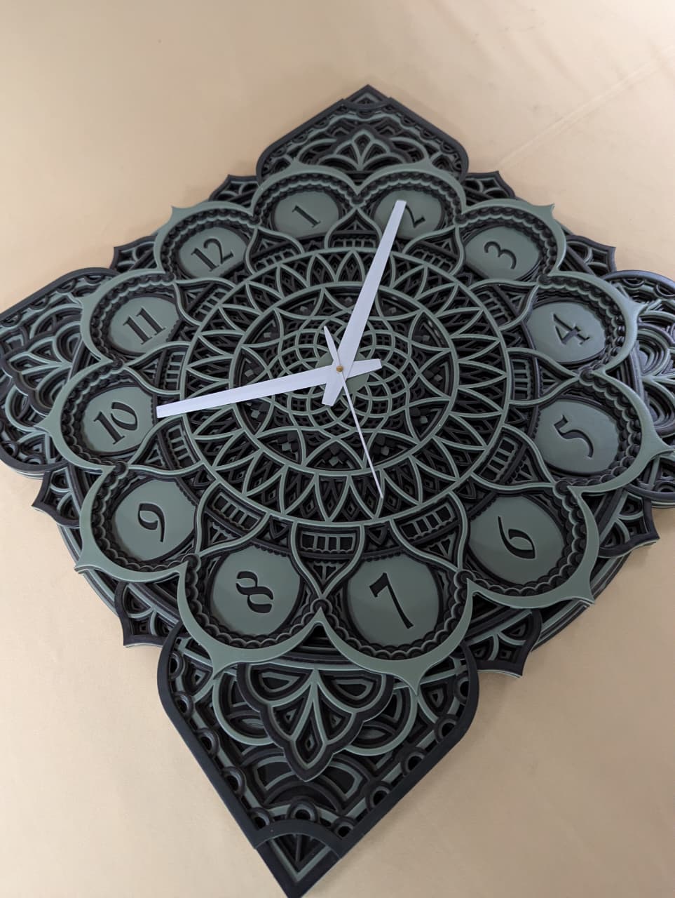 Ivory Arabesque Wall Clock – Floral Decorative Wooden Clock