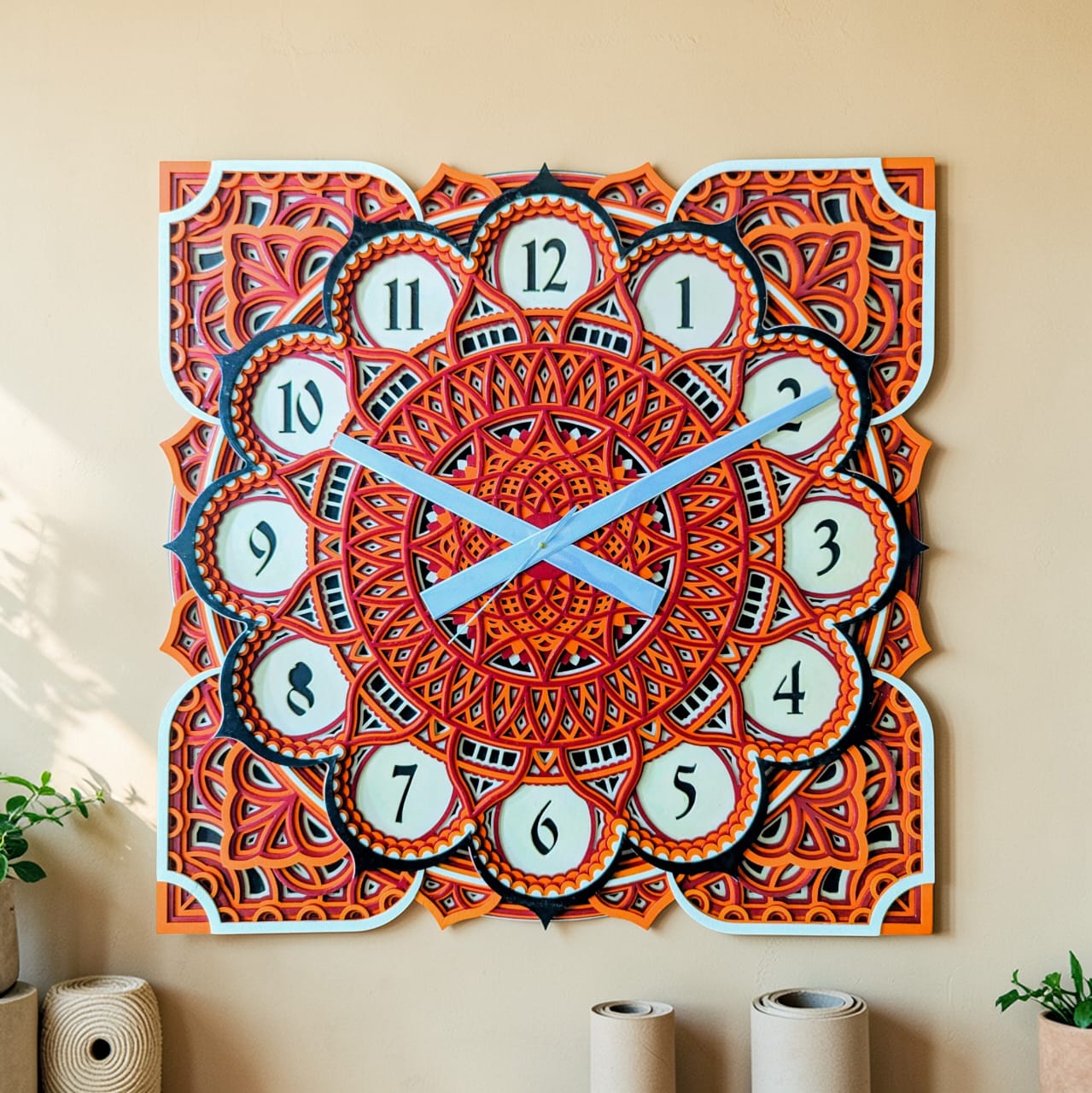 Sunburst Mandala Wall Clock