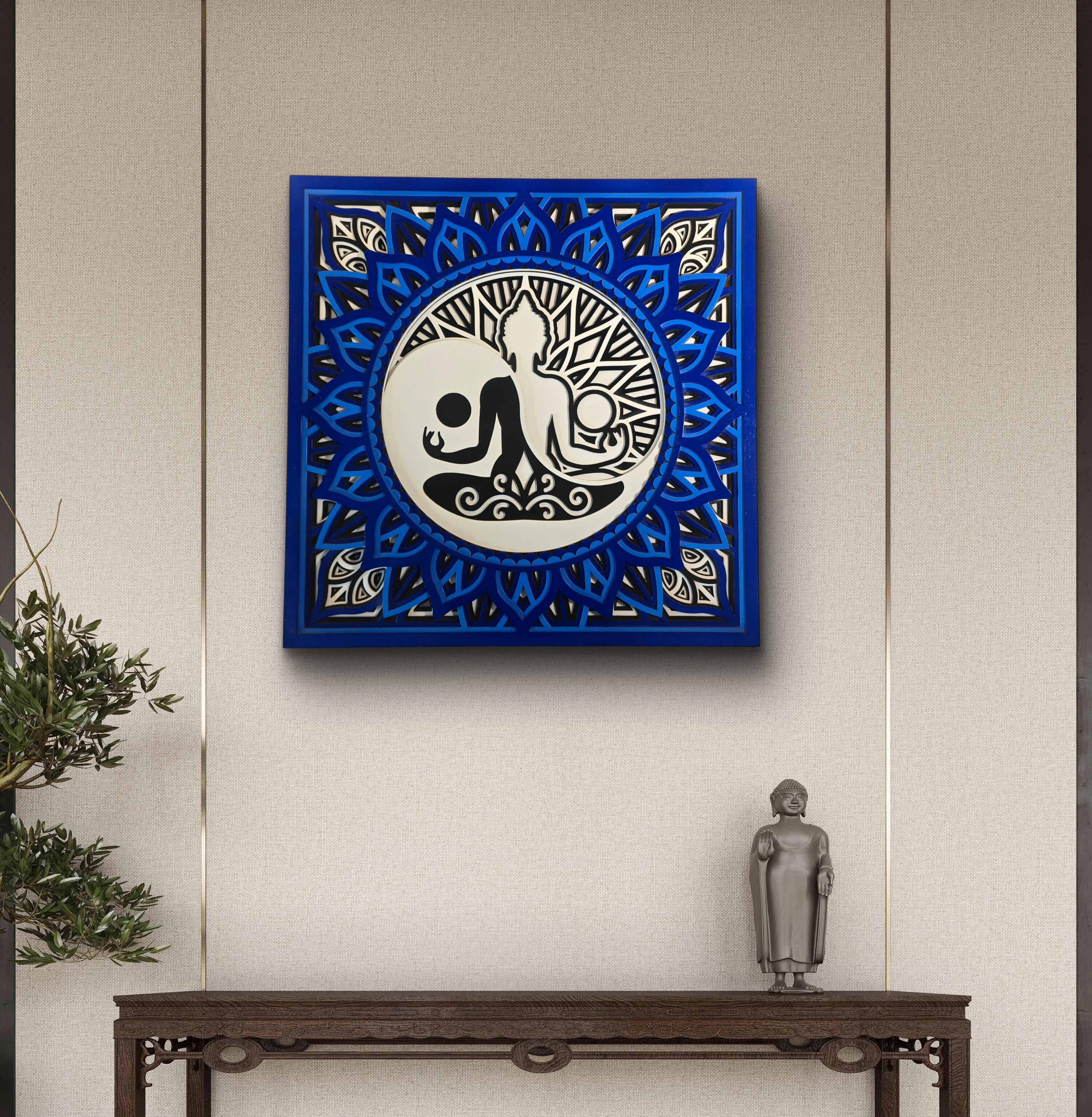 Tatva Harmony – Yin Yang Buddha Wooden Mandala Wall Art