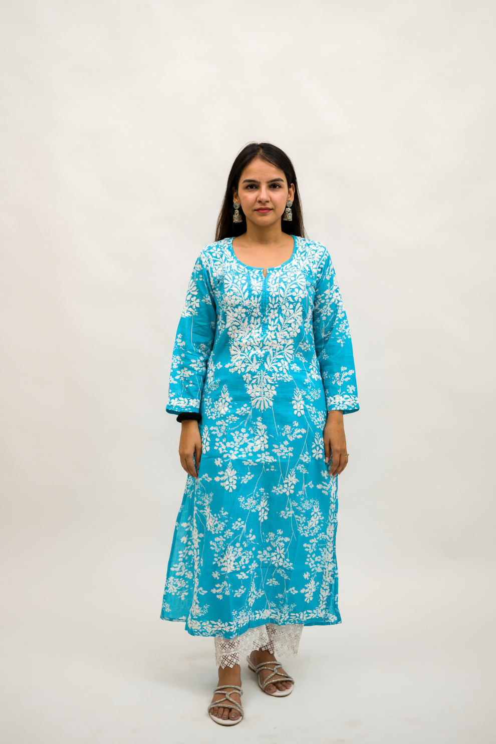 Mulmul Cotton Chikankari Kurta with Cotton Pant