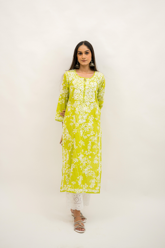 Mulmul Cotton Chikankari Kurta with Cotton Pants