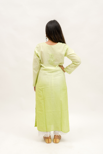 Chanderi Chikankari Kurta with Mukaish Work and Cotton Palazzo Set