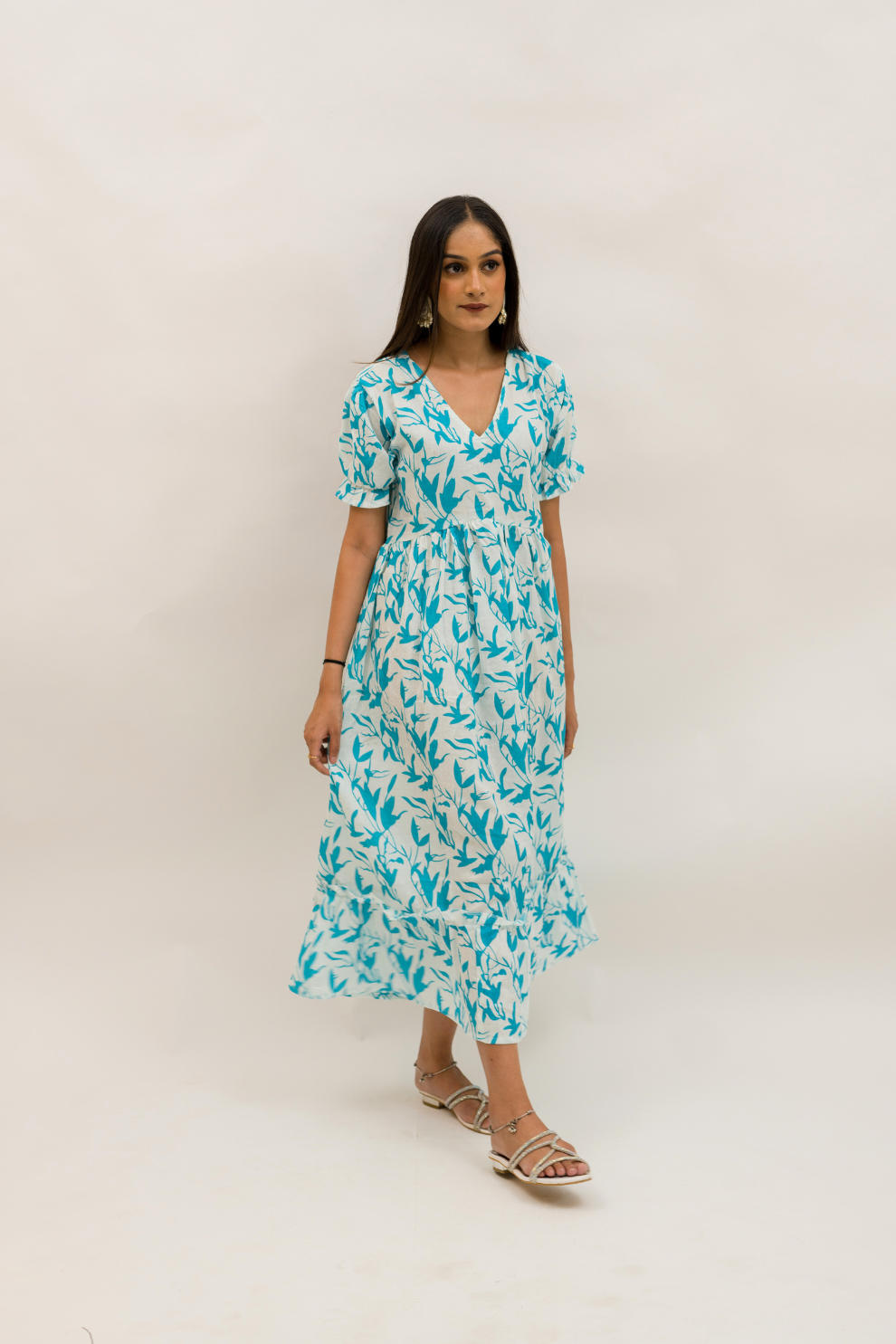 Breezy Blue Floral Cotton Dress