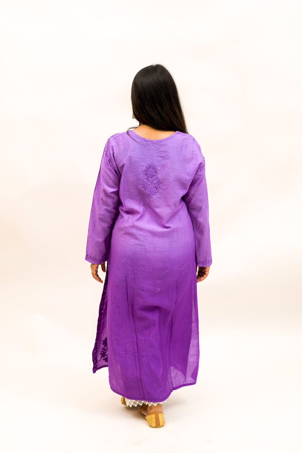 Chanderi Chikankari Kurta with Mukaish Work and Cotton Palazzo Set