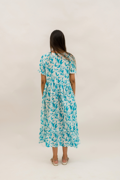 Breezy Blue Floral Cotton Dress