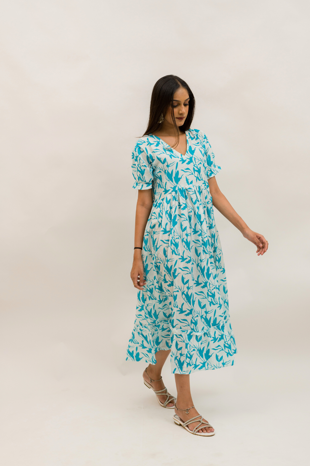 Breezy Blue Floral Cotton Dress