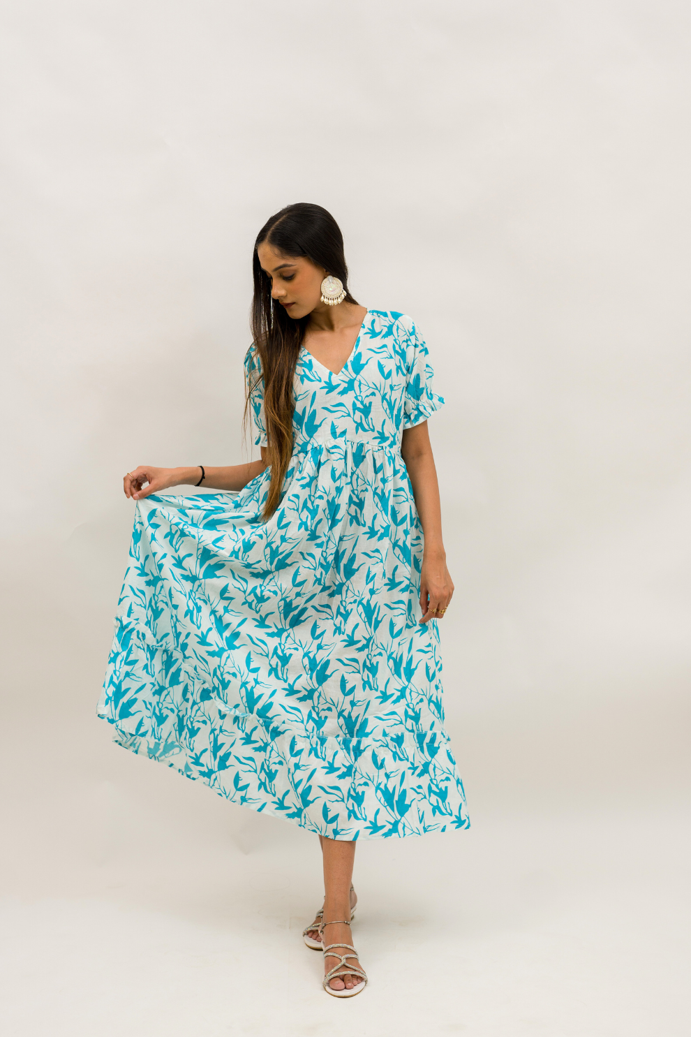 Breezy Blue Floral Cotton Dress