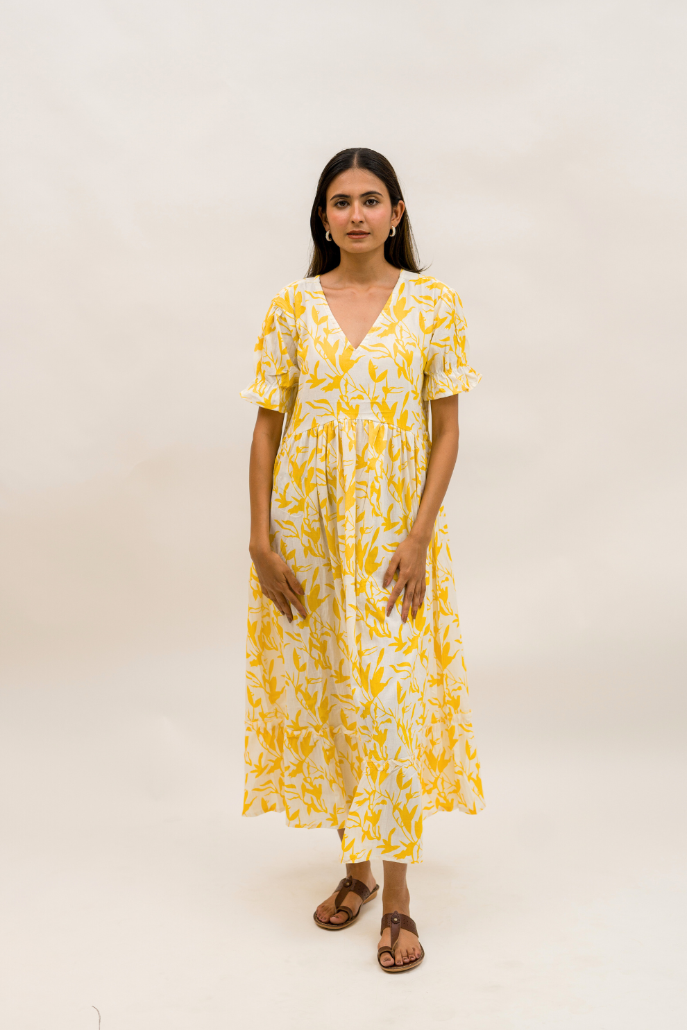 Sunny Yellow Floral Cotton Dress