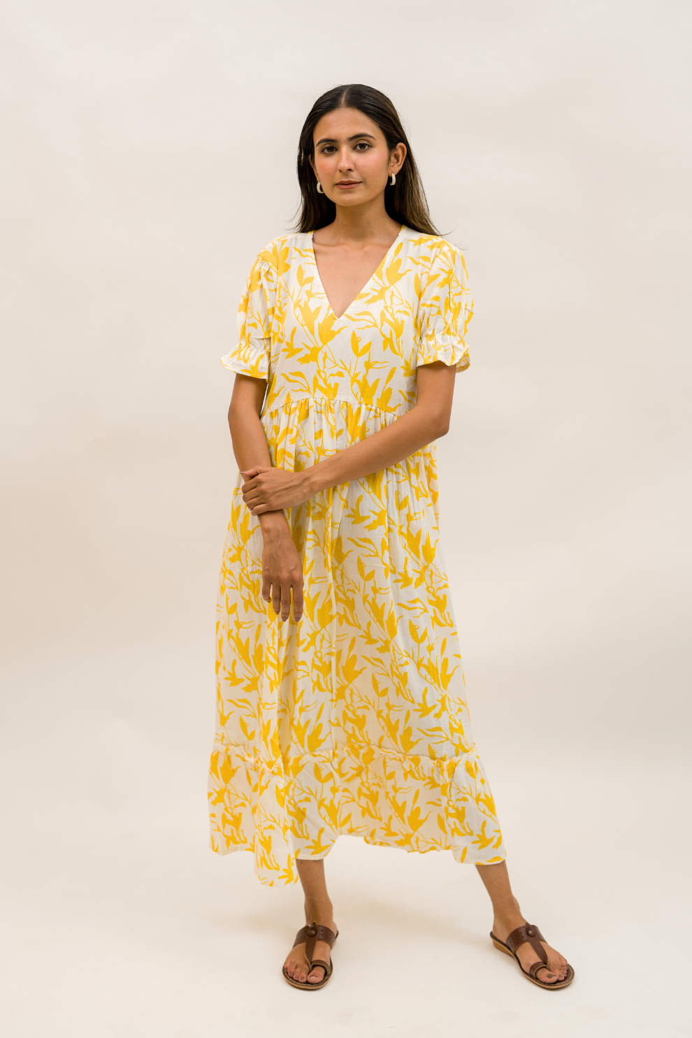 Sunny Yellow Floral Cotton Dress