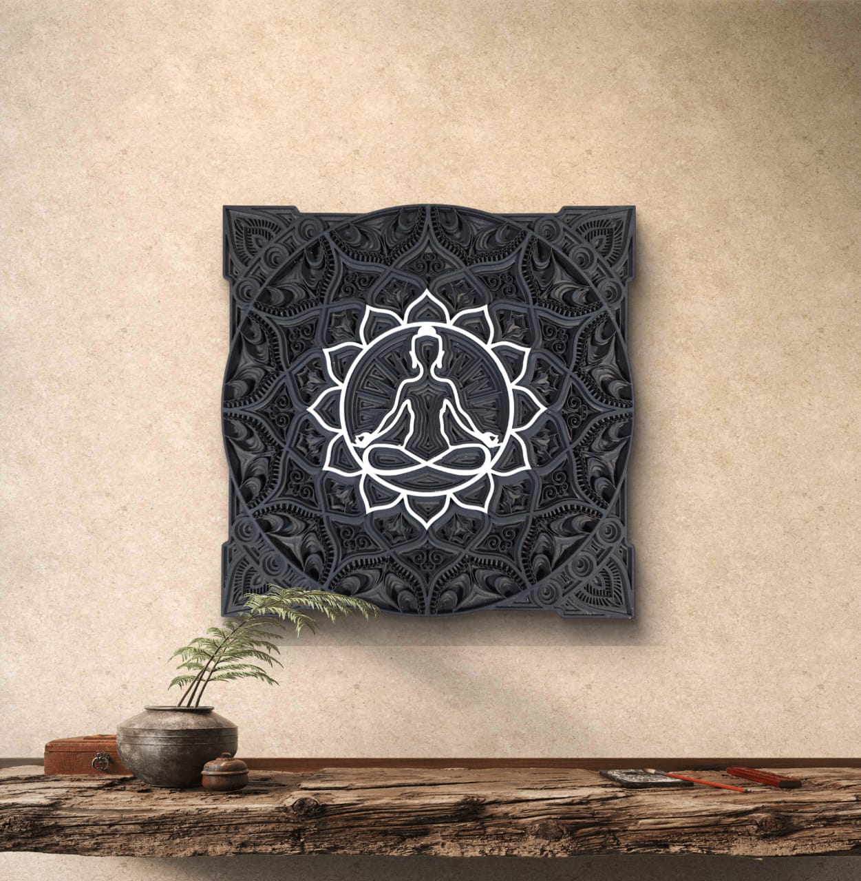 Zen Aura – Meditative Wooden Mandala Wall Art
