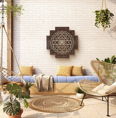 Wooden Sri Yantra Mandala Wall Decor