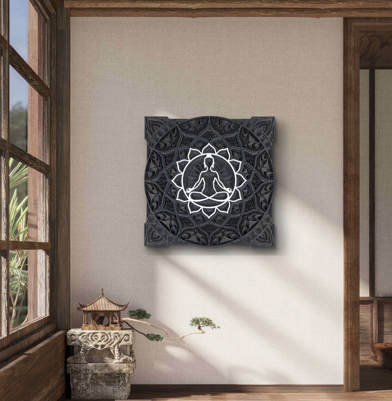 Zen Aura – Meditative Wooden Mandala Wall Art
