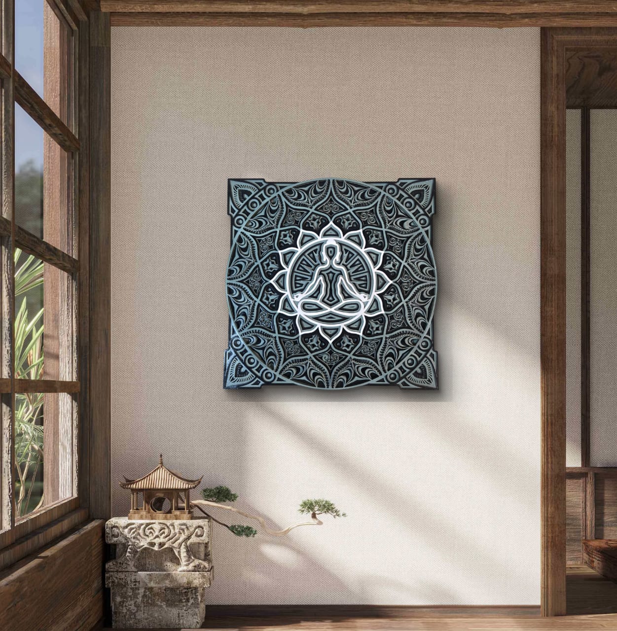 Zen Aura – Meditative Wooden Mandala Wall Art