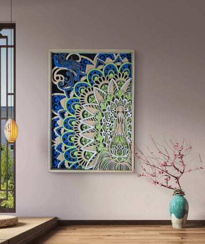 Wooden Peacock Mandala Wall Decor