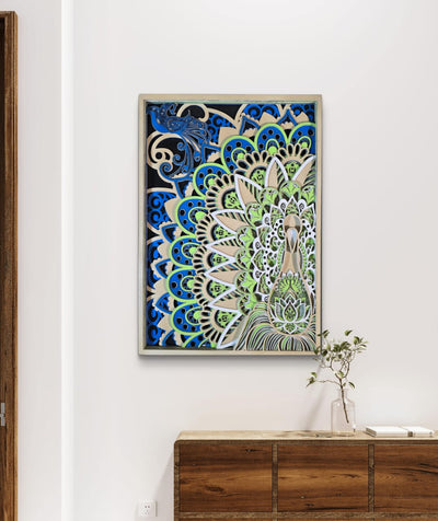 Wooden Peacock Mandala Wall Decor