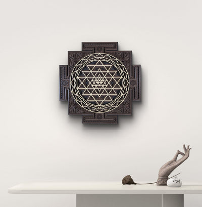 Wooden Sri Yantra Mandala Wall Decor