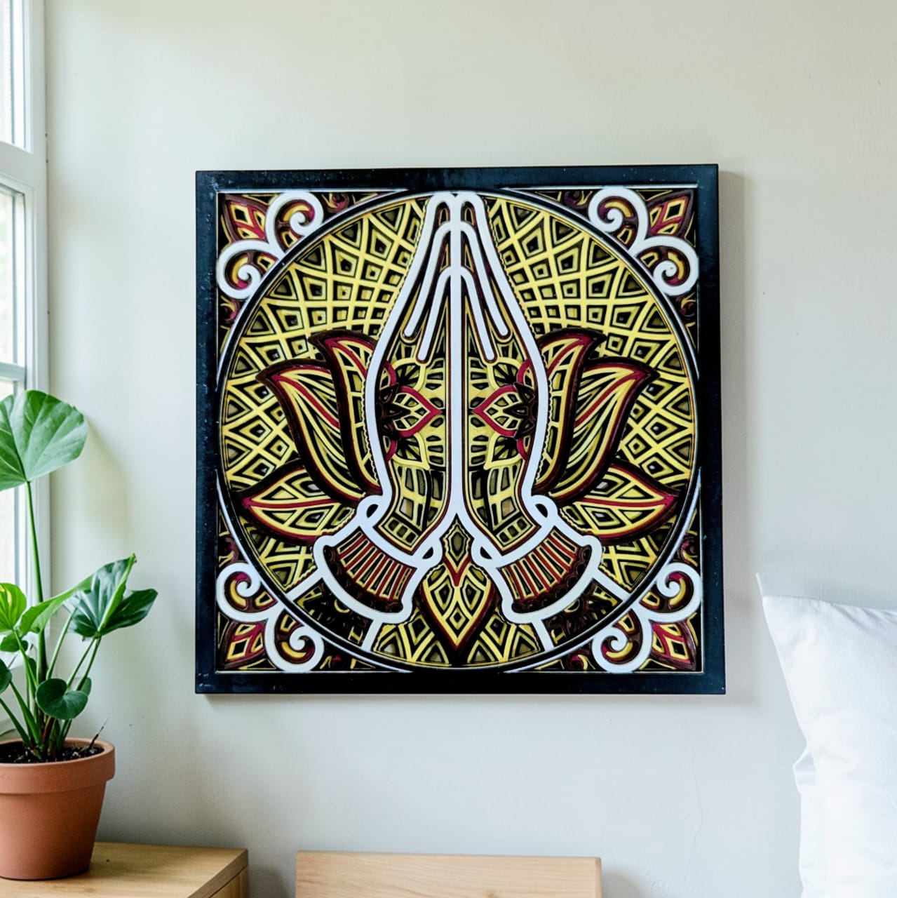 Sacred Anjali Lotus Mandala Wall Art
