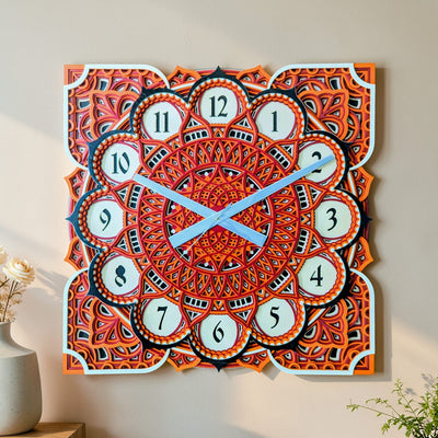 Sunburst Mandala Wall Clock