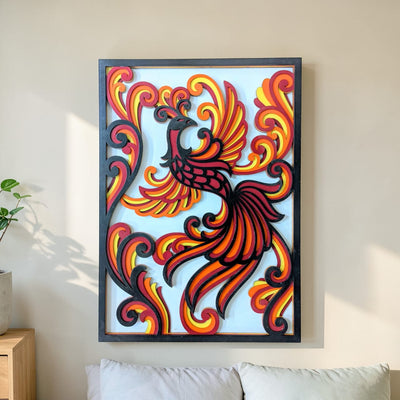 Phoenix Ascend – Handcrafted Wooden Mandala Wall Art