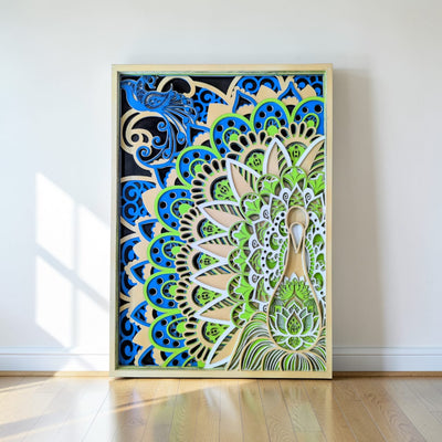 Wooden Peacock Mandala Wall Decor
