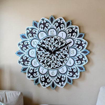 Flora Samay – Handcrafted Wooden Mandala Wall Clock