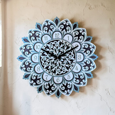 Flora Samay – Handcrafted Wooden Mandala Wall Clock