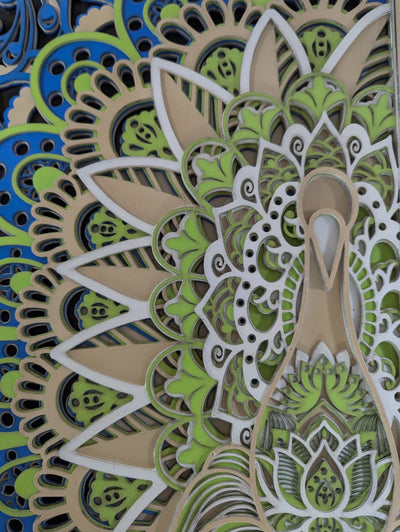 Wooden Peacock Mandala Wall Decor