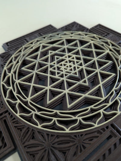 Wooden Sri Yantra Mandala Wall Decor