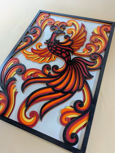 Phoenix Ascend – Handcrafted Wooden Mandala Wall Art