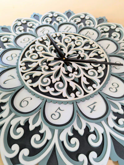 Flora Samay – Handcrafted Wooden Mandala Wall Clock